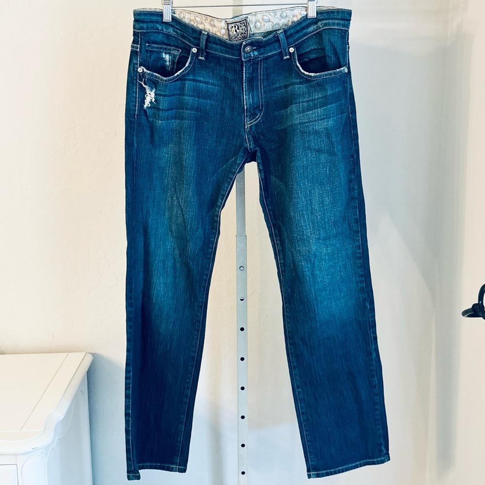 Rich & Skinny Low Rise Straight Leg Distressed Denim, see measurements for size